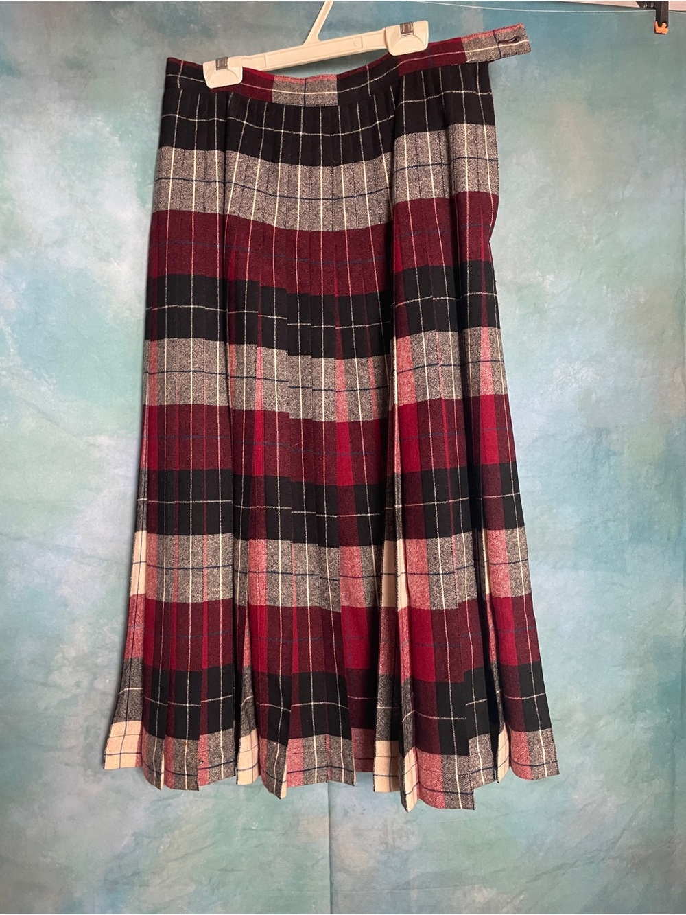 Pendleton Red Black Cream Plaid Midi Skirt